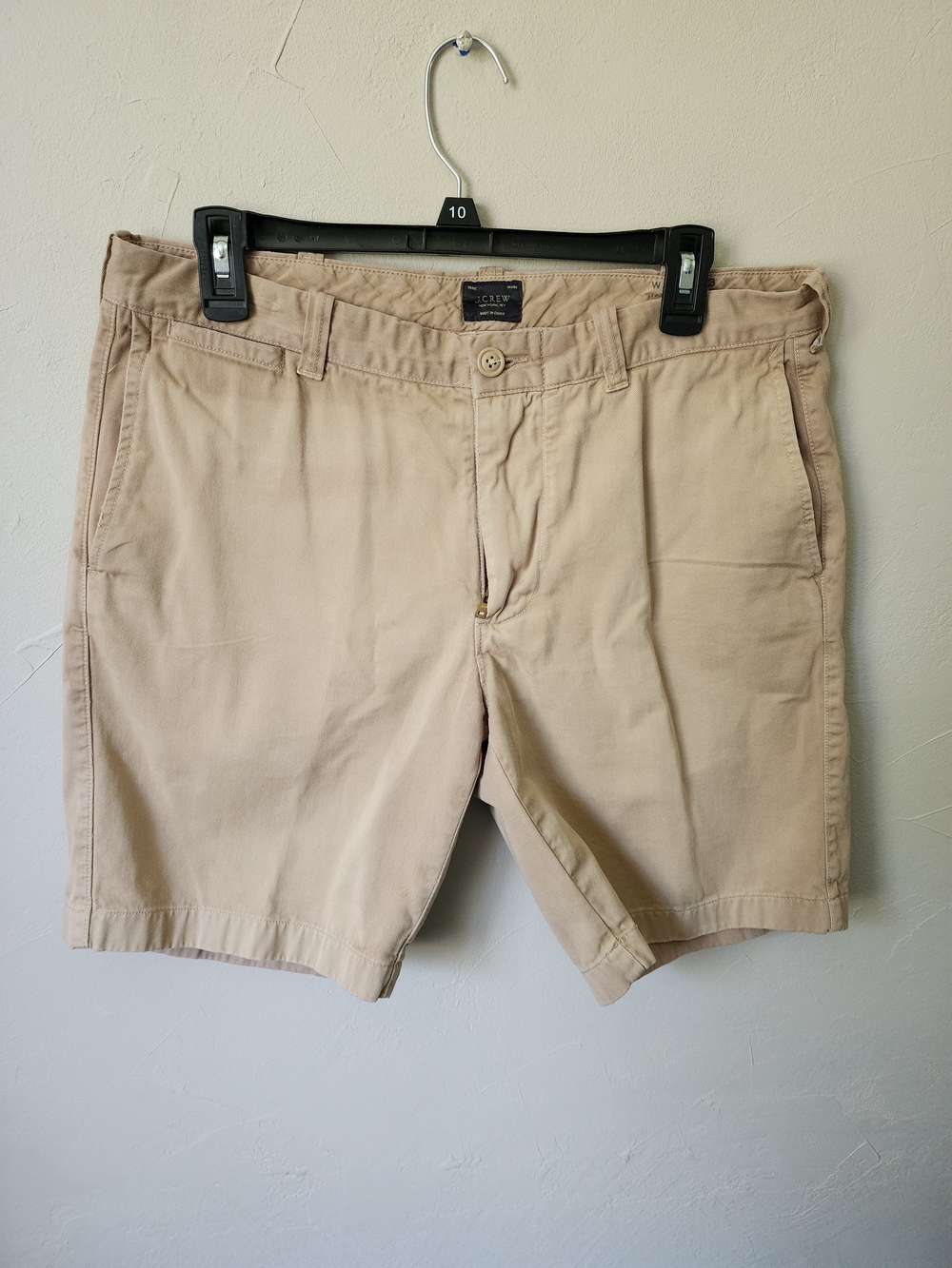 J. Crew Men's Khaki Flat Front Cotton Shorts Size 33